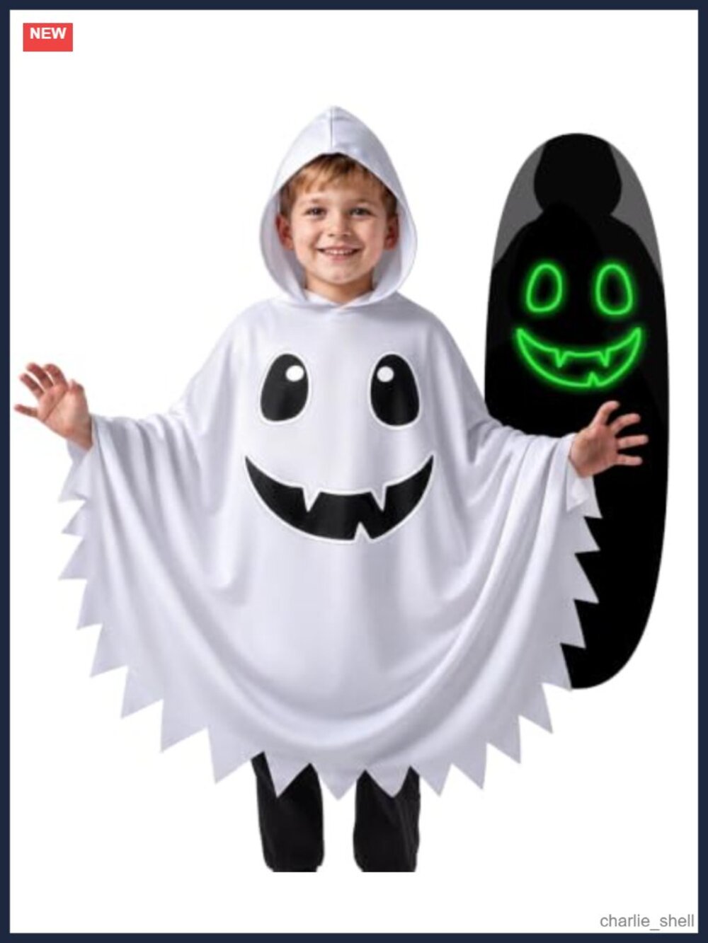 Kids Ghost Costume Hooded Cape Glow in the Dark Halloween Dress Up